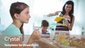  Presentation with tea cup - Presentation consisting of mother two daughters one son - girl drinking cup of tea background and a coral colored foreground