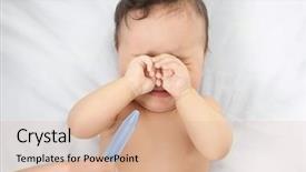  Presentation with nasal - Audience pleasing slide set consisting of mother using nasal aspirator backdrop and a coral colored foreground