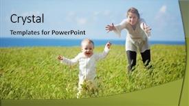  Presentation with mother baby - Audience pleasing slide deck consisting of mother walking with her baby backdrop and a light blue colored foreground