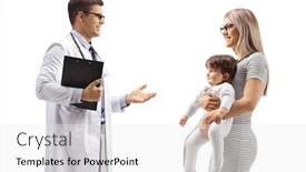  Presentation with baby doctor - Presentation theme having mother-with-a-baby-talking background and a white colored foreground