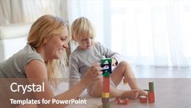  Presentation with mother child - Slide set consisting of mother with a child playing background and a violet colored foreground