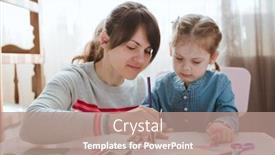  Presentation with home schooling - Theme consisting of mother-with-a-child-sits background and a coral colored foreground