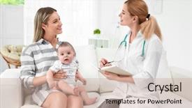  Presentation with baby doctor - Colorful theme enhanced with mother with baby at home backdrop and a soft green colored foreground