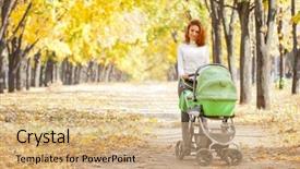  Presentation with mother baby and nurse - Audience pleasing theme consisting of mother with baby in buggy backdrop and a coral colored foreground