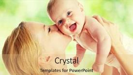  Presentation with happy baby - Colorful slide deck enhanced with mother with baby outdoors happy backdrop and a coral colored foreground