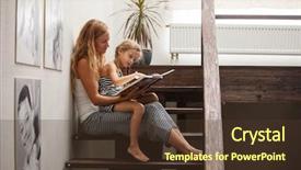  Presentation with baby book - Slides with mother with baby reading book background and a tawny brown colored foreground