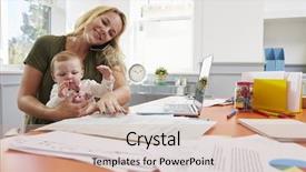  Presentation with mother baby - Presentation with mother with baby running business background and a coral colored foreground