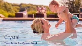  Presentation with summer holiday - Presentation theme consisting of mother-with-baby-son background and a lemonade colored foreground