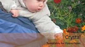  Presentation with teaching - Audience pleasing presentation theme consisting of mother-with-baby-teaching-flowers backdrop and a coral colored foreground