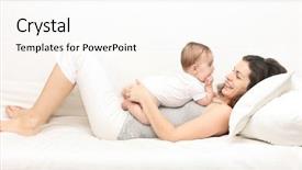  Presentation with mother baby - Audience pleasing theme consisting of mother with baby backdrop and a white colored foreground