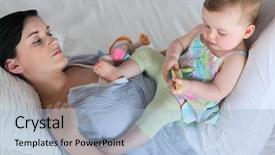  Presentation with mother baby - Theme featuring mother with baby background and a light blue colored foreground