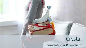  Presentation with mother baby - Theme enhanced with mother with bag for baby background and a sky blue colored foreground