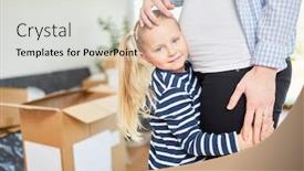  Presentation with pregnancy - Beautiful PPT theme featuring mother-with-child-during-pregnancy backdrop and a light gray colored foreground