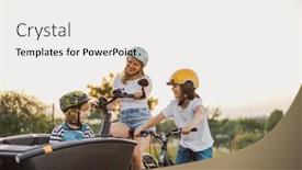  Presentation with pray for children - PPT theme consisting of mother-with-children-cycling background and a white colored foreground