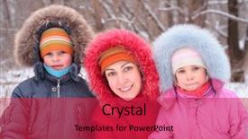  Presentation with wood - Presentation theme enhanced with mother with children in wood background and a  colored foreground