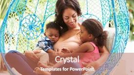  Presentation with african children - Colorful slide deck enhanced with mother with children relaxing backdrop and a coral colored foreground