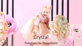  Presentation with cute birthday - Slide deck with mother with cute baby girl background and a lemonade colored foreground