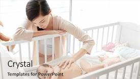  Presentation with mother baby and nurse - Presentation featuring mother with cute little baby background and a lemonade colored foreground