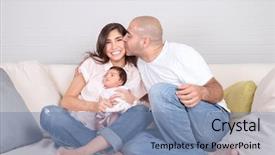  Presentation with baby foot newborn and family - Theme featuring strip of black earth close-up background background and a gray colored foreground.