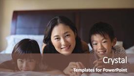  Presentation with indian mother son - Audience pleasing presentation theme consisting of mother with daughter and son backdrop and a  colored foreground