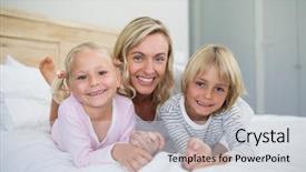  Presentation with mother son flowers - PPT theme having mother with daughter and son background and a  colored foreground