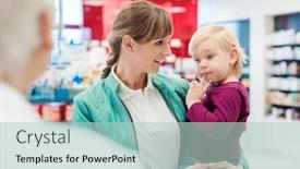  Presentation with pharmacy - Beautiful slide set featuring mother with daughter in pharmacy backdrop and a mint green colored foreground
