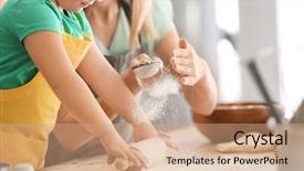  Presentation with mother doing yoga kids - Cool new presentation design with mother with daughter sifting flour backdrop and a  colored foreground