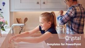  Presentation with infection - Audience pleasing slide deck consisting of mother-with-daughter-washing-hands backdrop and a coral colored foreground