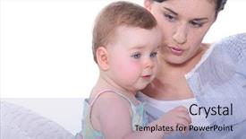  Presentation with mother baby asian breastfeeding - Slides with mother with her baby girl background and a light blue colored foreground