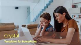  Presentation with family talking - Slide set enhanced with mother-with-her-daughter-talking background and a tawny brown colored foreground