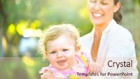  Presentation with veteran mom child - Cool new presentation theme with mother with her little daughter backdrop and a  colored foreground
