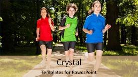  Presentation with kids - Beautiful theme featuring mother with kids running outdoor backdrop and a coral colored foreground