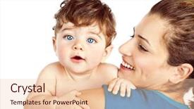  Presentation with mom baby - Beautiful presentation theme featuring mother with little baby isolated backdrop and a lemonade colored foreground