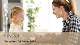  Presentation with baking cookies - Slide deck with mother with little daughter preparing cookies for baking in kitchen background and a coral colored foreground