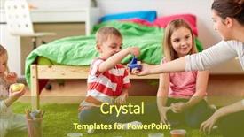  Presentation with happy kids - Cool new PPT theme with mother with modelling clay backdrop and a tawny brown colored foreground