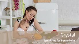  Presentation with social work - Cool new slide set with mother-with-notebook backdrop and a coral colored foreground