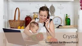  Presentation with social work - Presentation consisting of mother-with-notebook background and a coral colored foreground