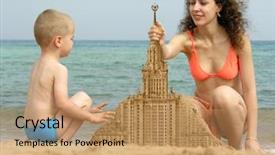  Presentation with mother son flowers - PPT theme having mother with son build sand background and a  colored foreground