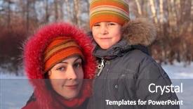  Presentation with indian mother son - Colorful slides enhanced with mother with son in wood backdrop and a dark gray colored foreground