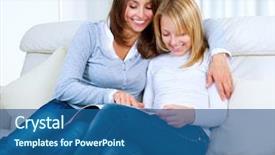  Presentation with green lucxury fashion - PPT theme with mother with teenage daughter reading background and a  colored foreground