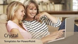  Presentation with home schoolng teens - Presentation theme enhanced with mother with teenage daughter sitting background and a coral colored foreground