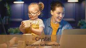  Presentation with working mother - Beautiful theme featuring busy lifestyle healthy - young mother with toddler child backdrop and a coral colored foreground