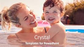 Presentation with swimming pool - Theme having mother-with-young-son-having background and a coral colored foreground