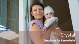  Presentation with newborn baby - Cool new presentation theme with mother-woman-with-a-newborn backdrop and a violet colored foreground