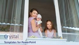  Presentation with baby girl - PPT theme enhanced with mother-woman-with-a-newborn background and a sky blue colored foreground