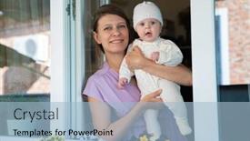  Presentation with newborn baby - Colorful presentation enhanced with mother-woman-with-a-newborn backdrop and a light blue colored foreground