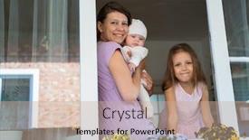  Presentation with baby girl - Audience pleasing presentation theme consisting of mother-woman-with-a-newborn backdrop and a coral colored foreground