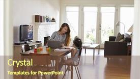  Presentation with daughter - Presentation design featuring mother works on laptop background and a tawny brown colored foreground