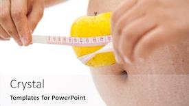  Presentation with pregnant - Slides with mothercare closeup pregnant woman measuring her belly with tape to follow the growth of the baby background and a white colored foreground