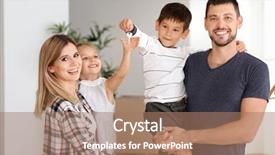  Presentation with family new born - Beautiful slide set featuring mothercarton - happy family in new flat backdrop and a coral colored foreground